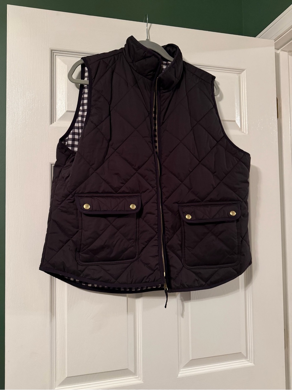 J. Crew Quilted Black Vest with Gold-Tone Snaps
